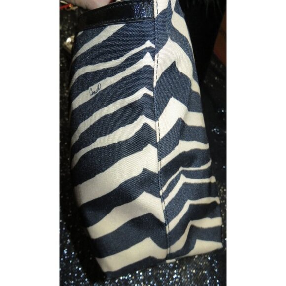 COACH 2013 Devin Zebra Stripe Animal Print Canvas Shoulder Bag Satchel Tote - Picture 3 of 10